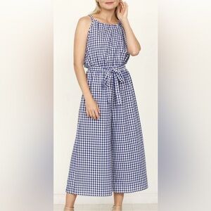 Égs by Élogues Blue Gingham Halter Cropped Jumpsuit Women's Size 1X
